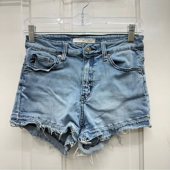KanCan distressed denim jean shorts stretchy raw hem women's medium - Picture 1 of 3